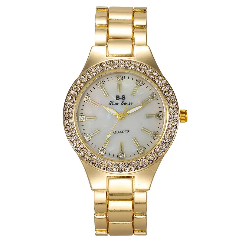 Diamond Encrusted Women's Watch Gold Silver Band