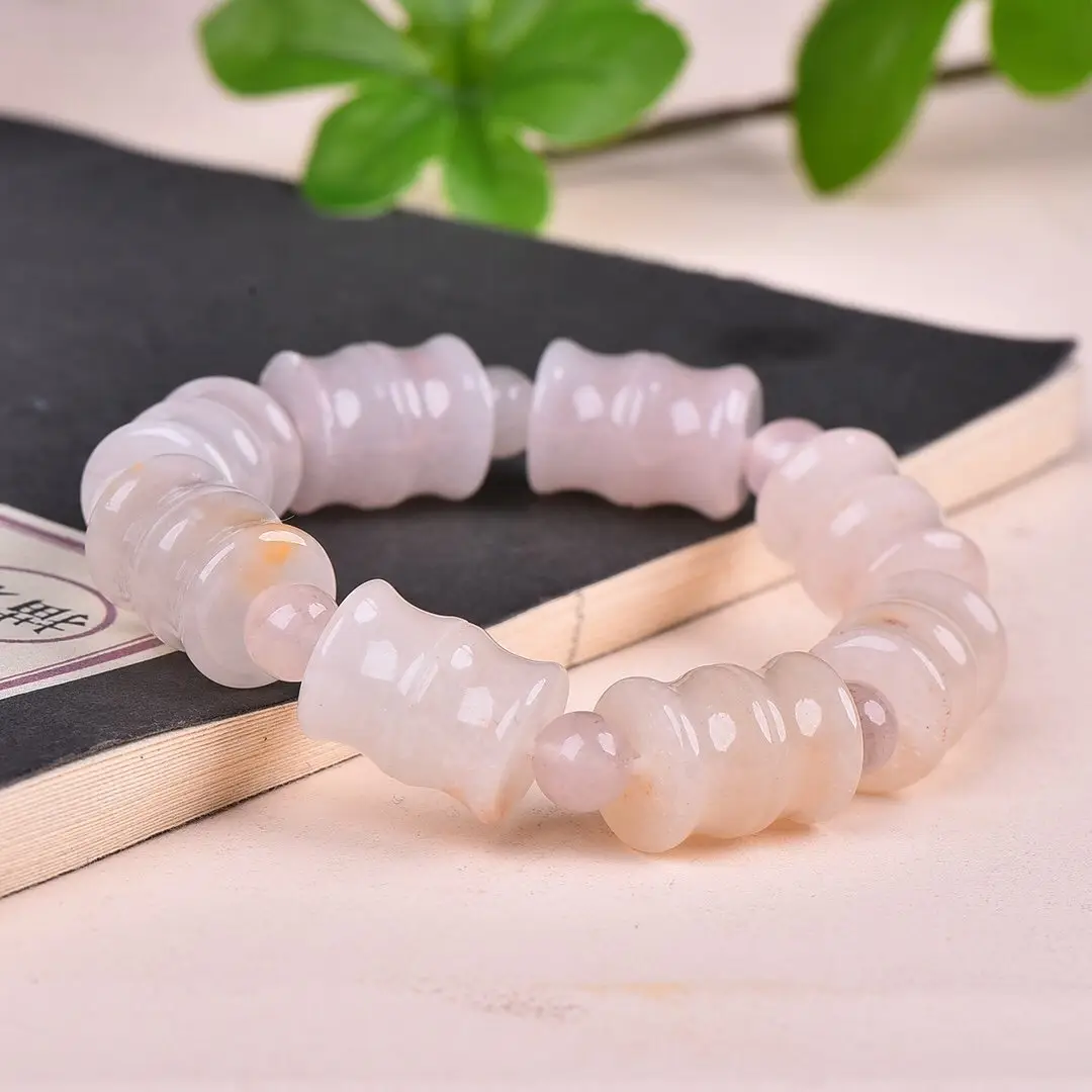 Genuine Jade Bracelet White Violet Natural Jade for Women