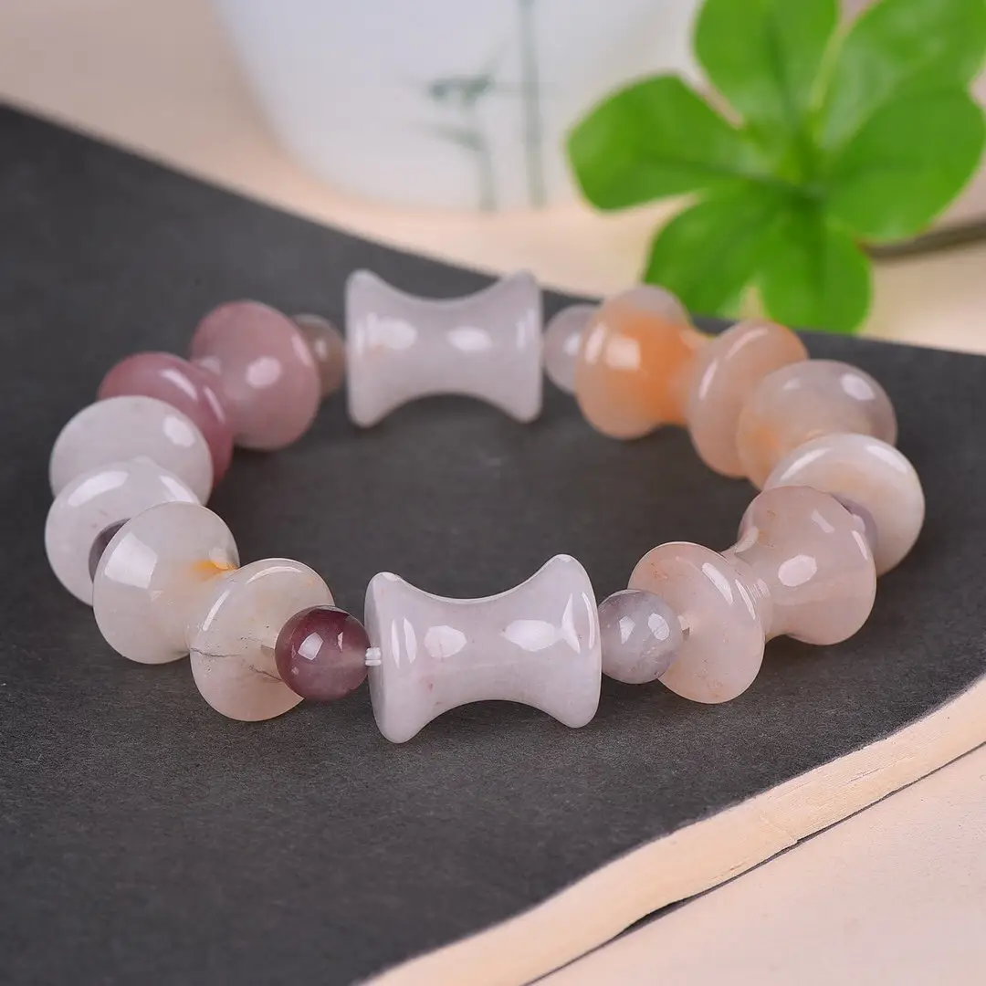 Genuine Jade Bracelet White Violet Natural Jade for Women