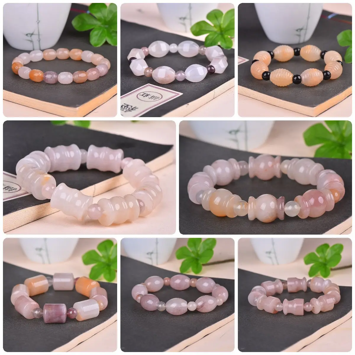 Genuine Jade Bracelet White Violet Natural Jade for Women — feature 14