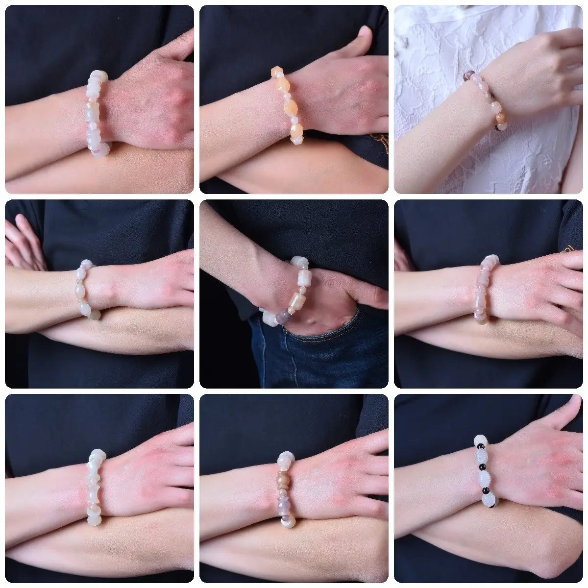 Genuine Jade Bracelet White Violet Natural Jade for Women — feature 15