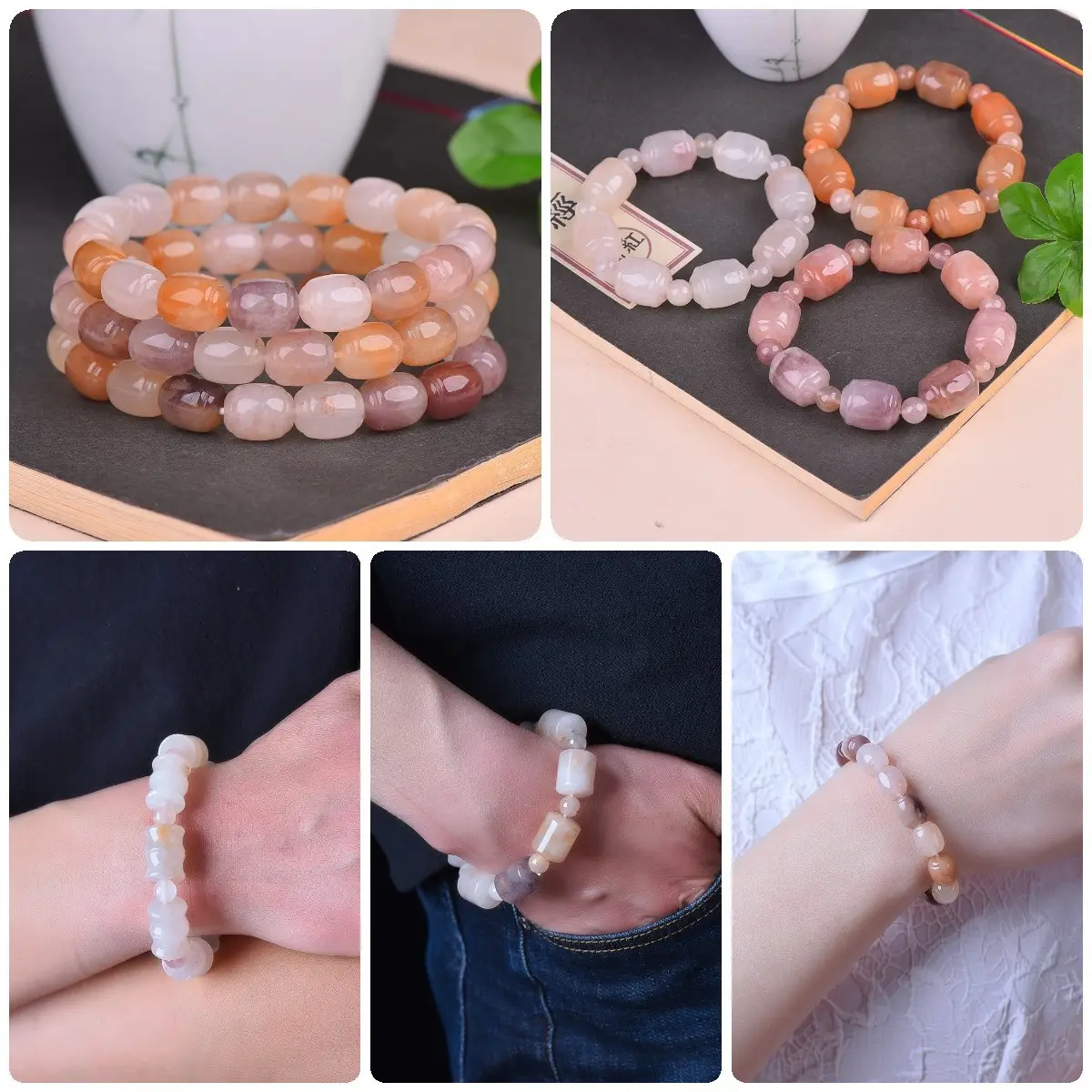 Genuine Jade Bracelet White Violet Natural Jade for Women — feature 2