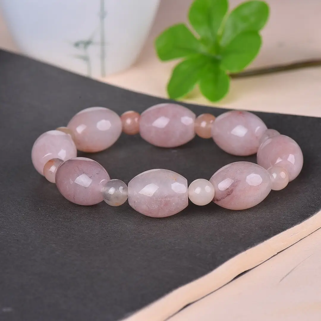 Genuine Jade Bracelet White Violet Natural Jade for Women