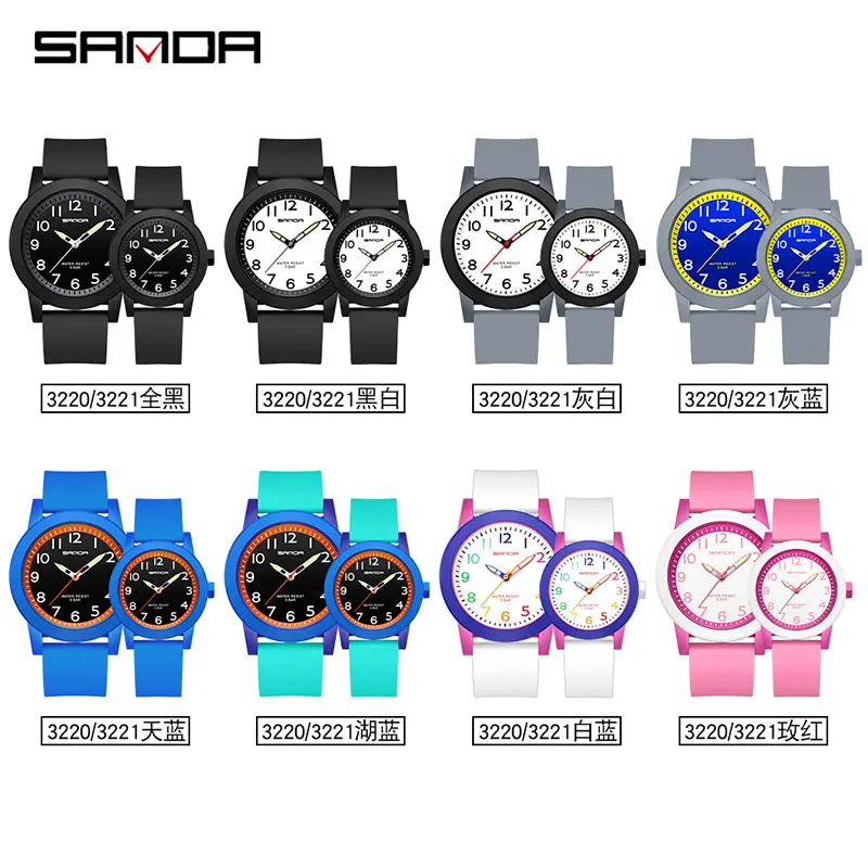 Sanda Couple Watches Blue Orange Waterproof Quartz - Image 16