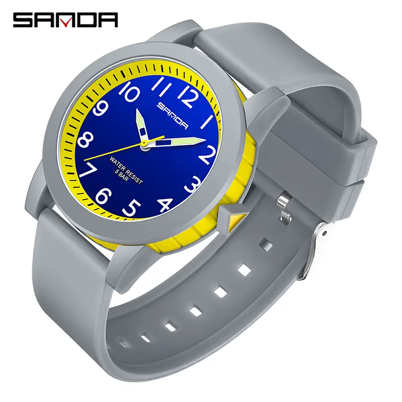 Sanda Couple Watches Blue Orange Waterproof Quartz - Image 5
