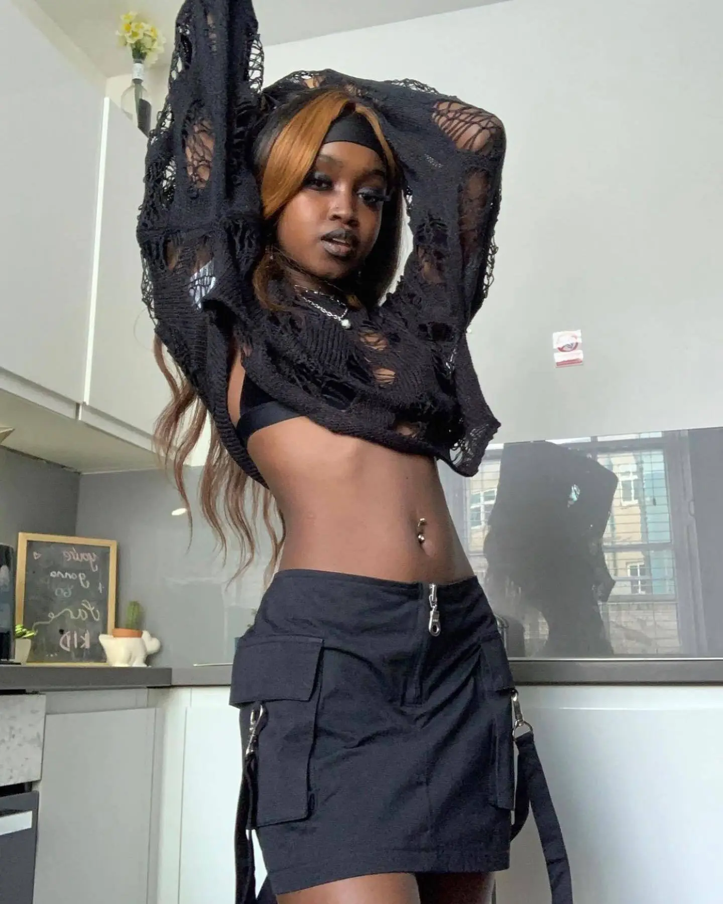 Sexy Hollow Knitted Sweater for Women in Olive Green — feature 17