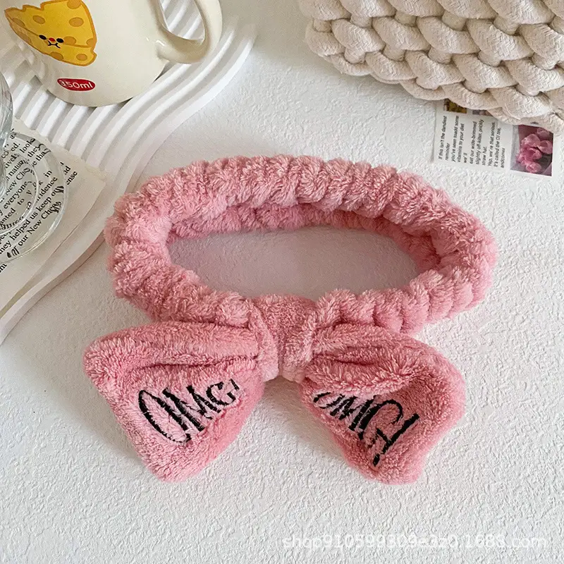 Pink Embroidered Bow Hairband for Women - Image 4