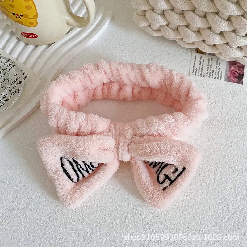 Pink Embroidered Bow Hairband for Women - Image 5