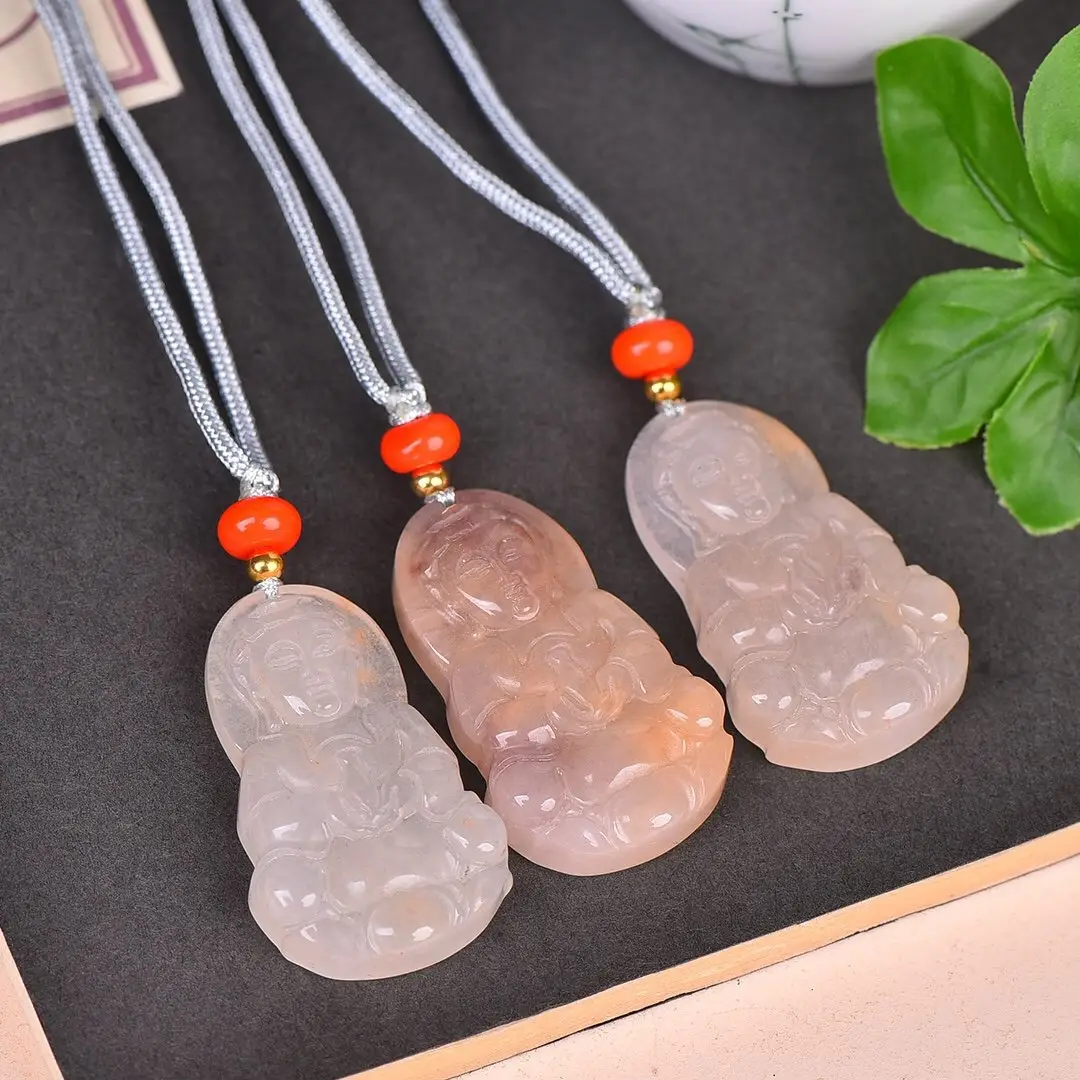 Natural Gold Silk Jade Pendant Guanyin Lotus Gem Light — feature 14