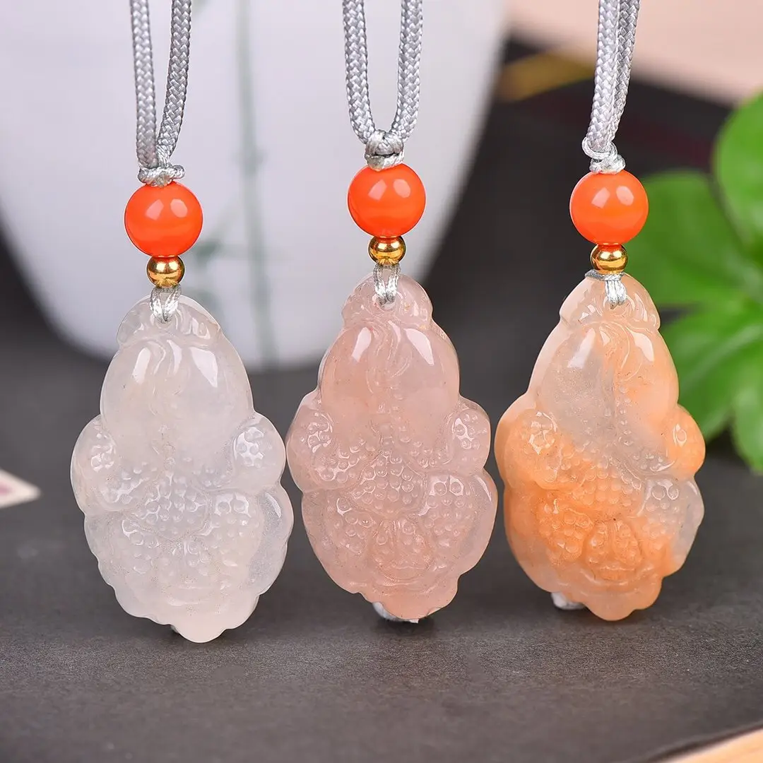 Natural Gold Silk Jade Pendant Guanyin Lotus Gem Light — feature 2