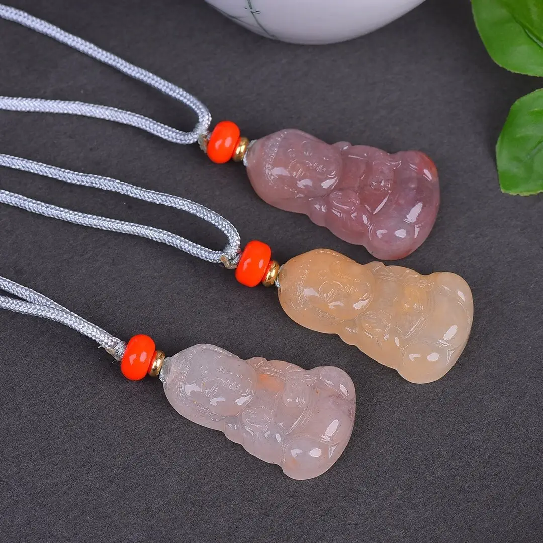 Natural Gold Silk Jade Pendant Guanyin Lotus Gem Light — feature 20