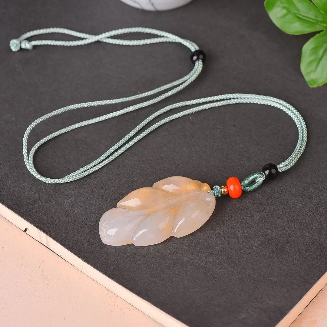 Natural Gold Silk Jade Pendant Guanyin Lotus Gem Light — feature 23