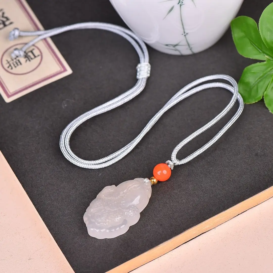 Natural Gold Silk Jade Pendant Guanyin Lotus Gem Light — feature 3