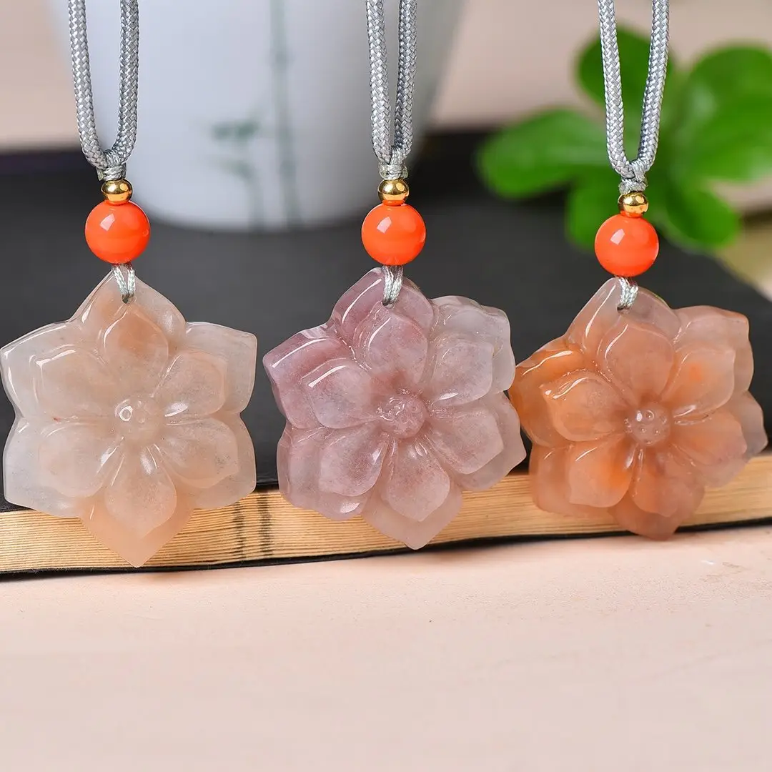 Natural Gold Silk Jade Pendant Guanyin Lotus Gem Light — feature 4