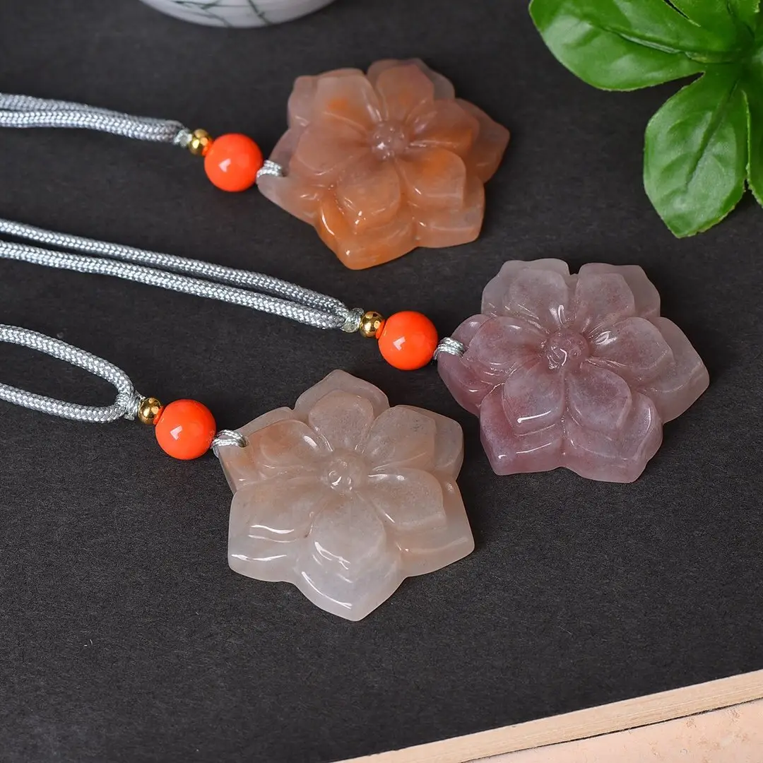 Natural Gold Silk Jade Pendant Guanyin Lotus Gem Light — feature 5