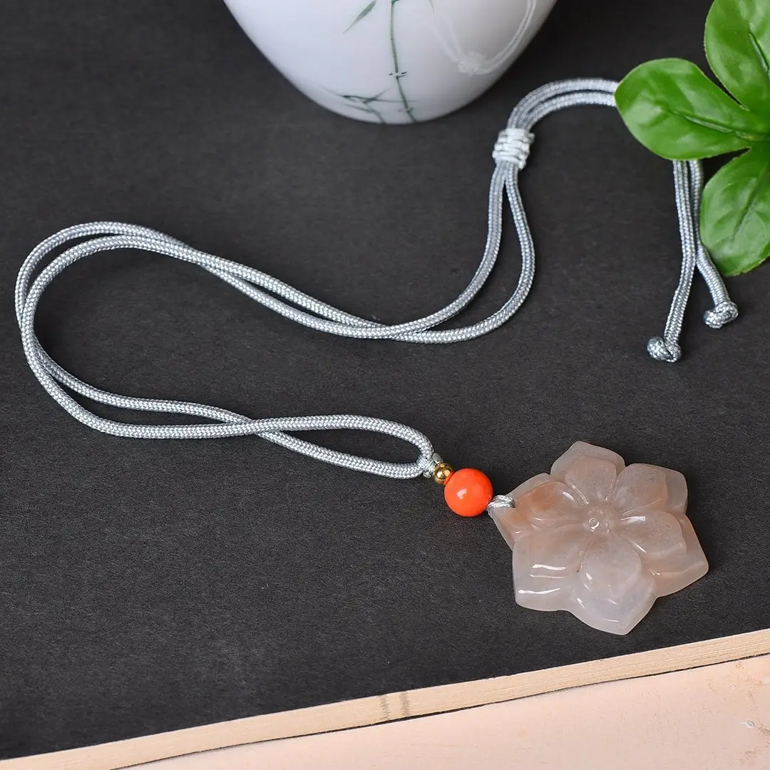 Natural Gold Silk Jade Pendant Guanyin Lotus Gem Light — feature 6