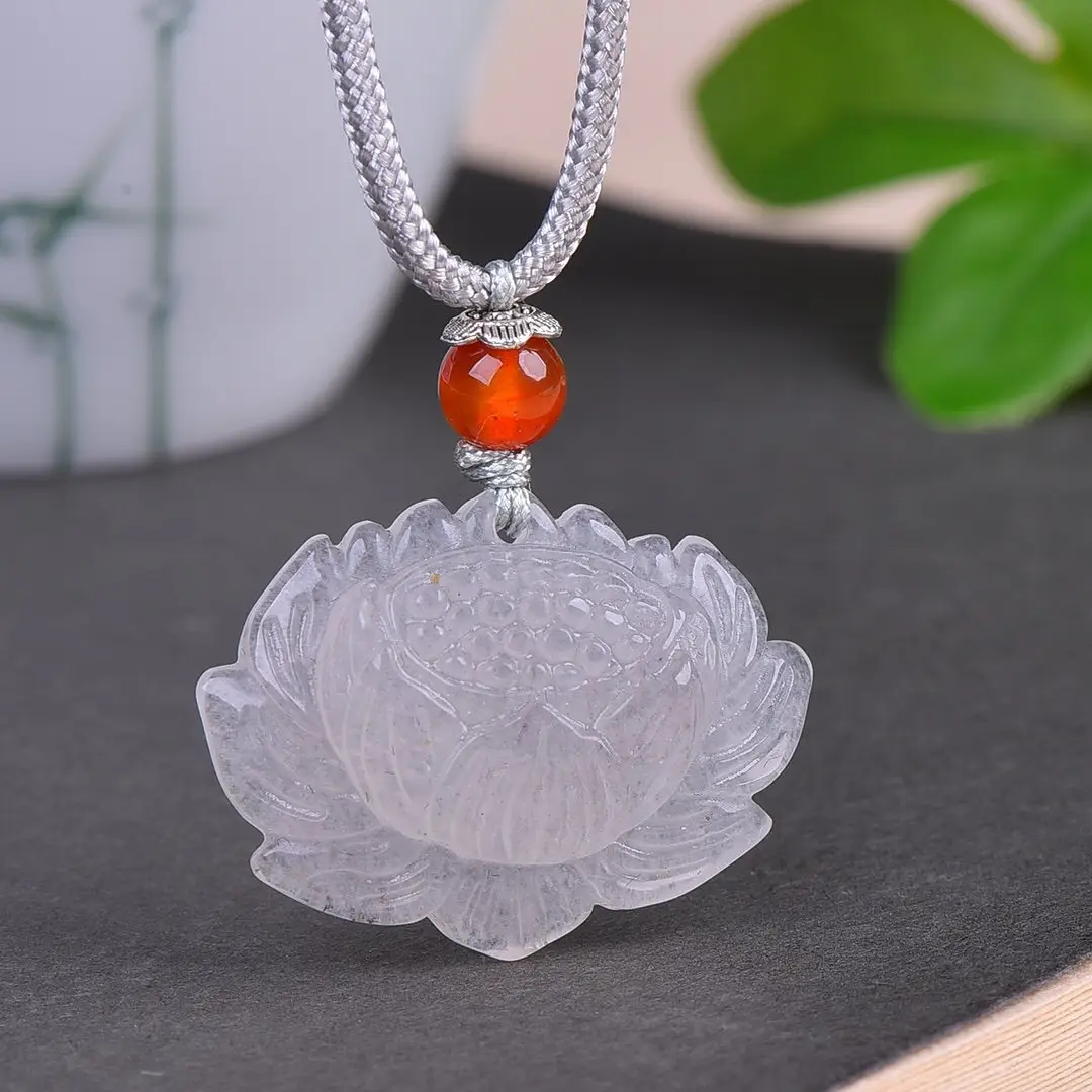 Natural Gold Silk Jade Pendant Guanyin Lotus Gem Light - Image 11