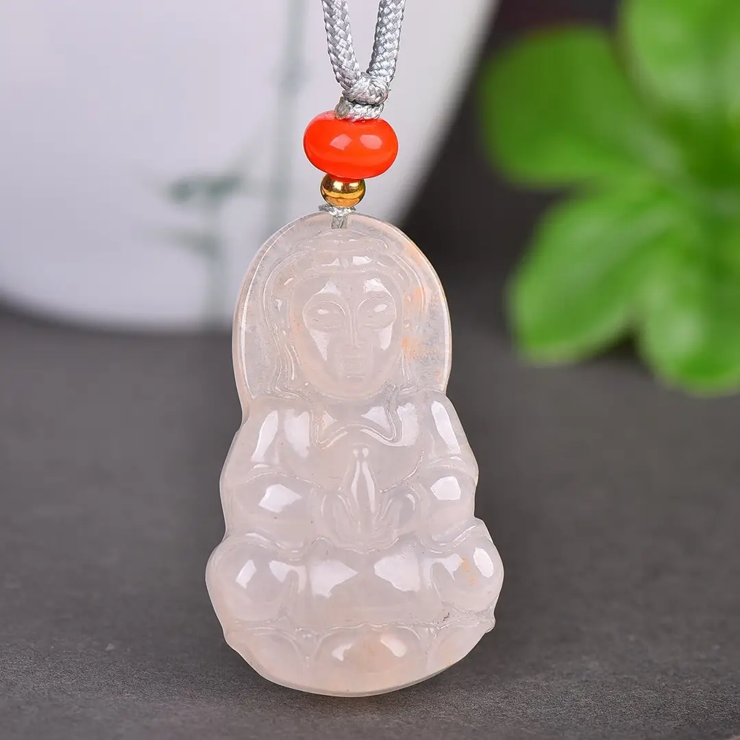 Natural Gold Silk Jade Pendant Guanyin Lotus Gem Light - Image 5