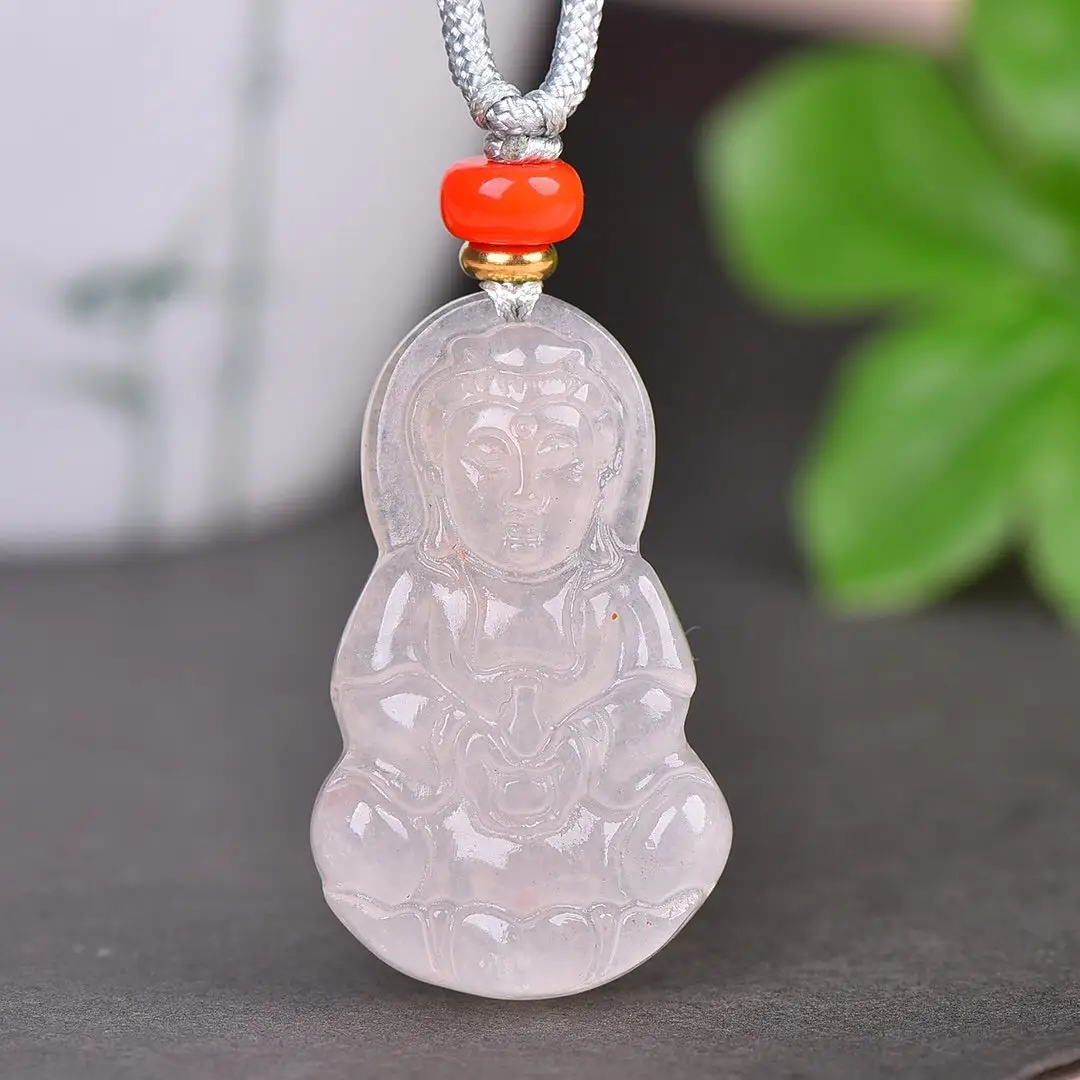 Natural Gold Silk Jade Pendant Guanyin Lotus Gem Light - Image 6