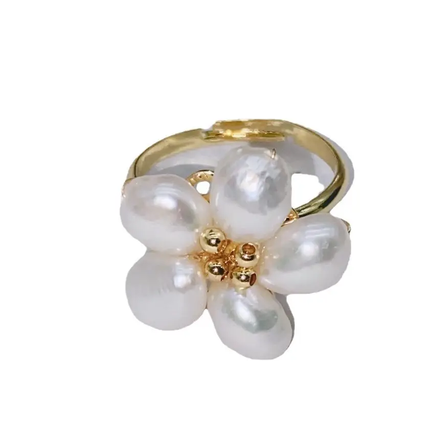Sweet Light Luxury Five-Petal Pearl Ring - Image 8