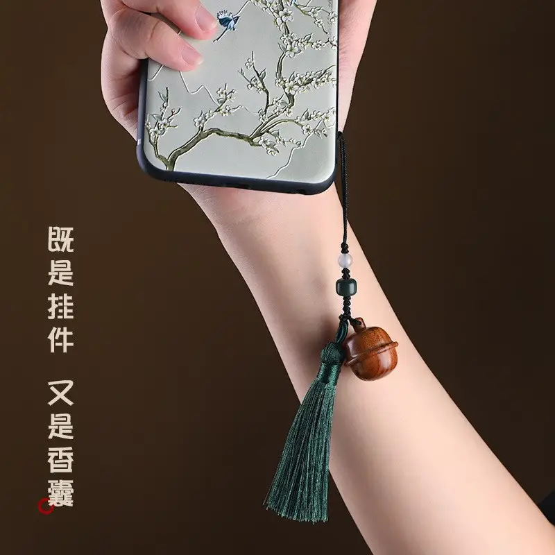 Sandalwood Bell Pendant with Tassel Chain