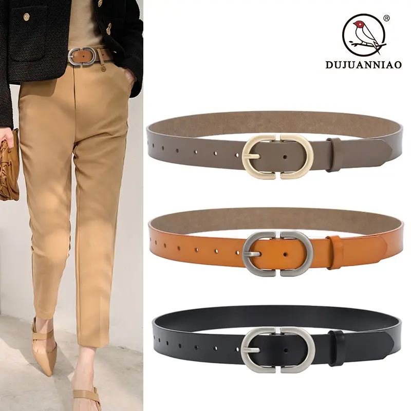 Women's Cowhide Belt Classic Buckle Brown