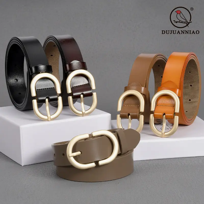 Women's Cowhide Belt Classic Buckle Brown