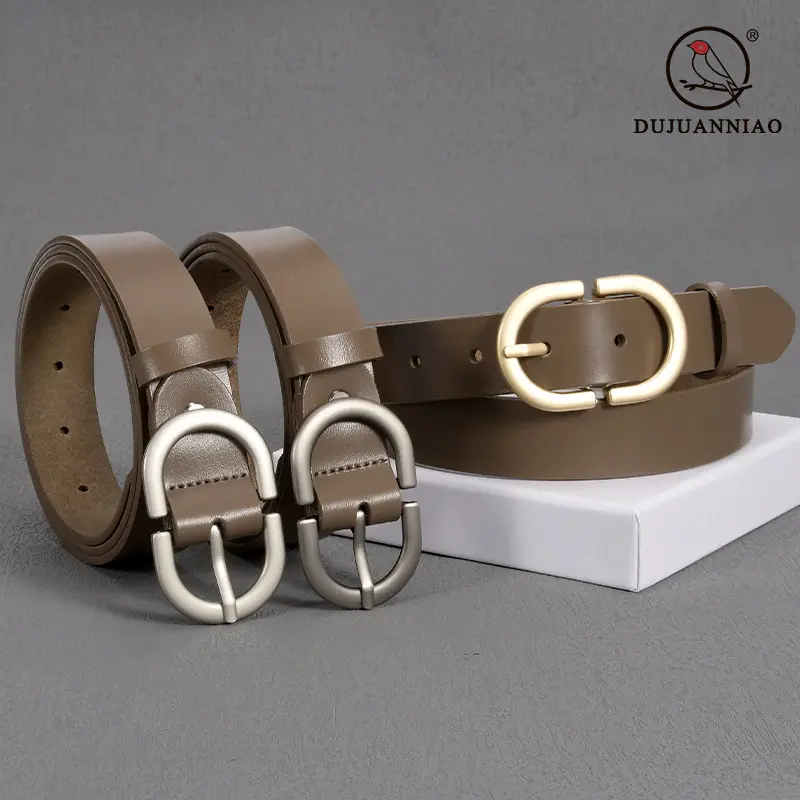 Women's Cowhide Belt Classic Buckle Brown