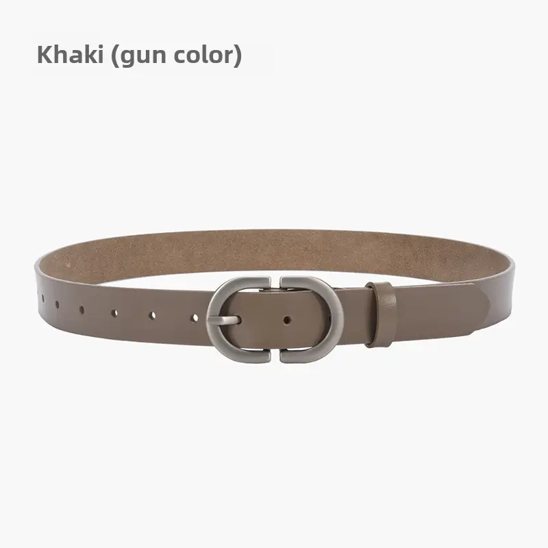 Women's Cowhide Belt Classic Buckle Brown