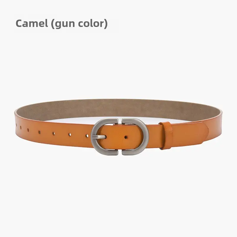 Women's Cowhide Belt Classic Buckle Brown