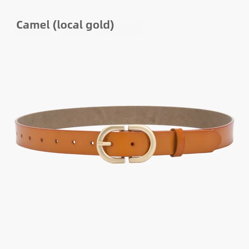 Women's Cowhide Belt Classic Buckle Brown