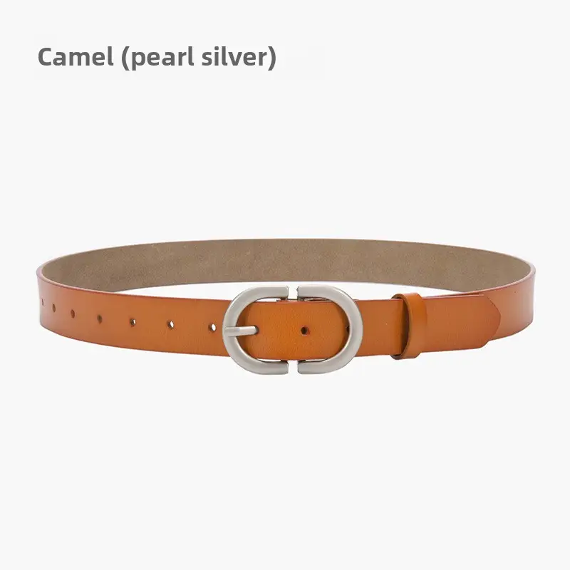 Women's Cowhide Belt Classic Buckle Brown