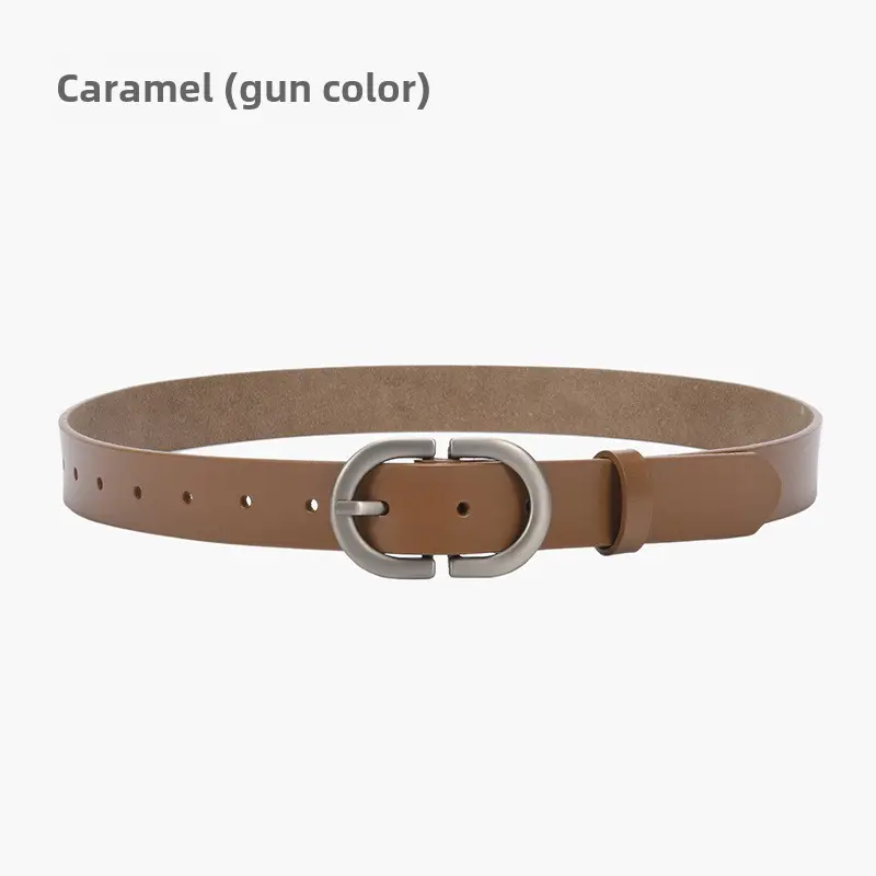 Women's Cowhide Belt Classic Buckle Brown