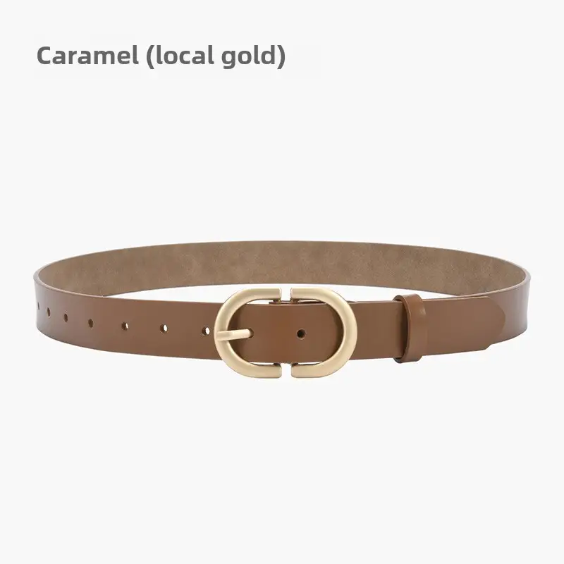 Women's Cowhide Belt Classic Buckle Brown