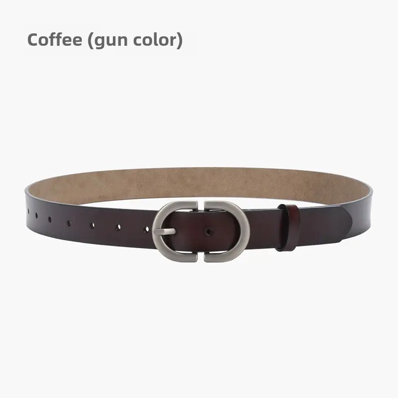Women's Cowhide Belt Classic Buckle Brown