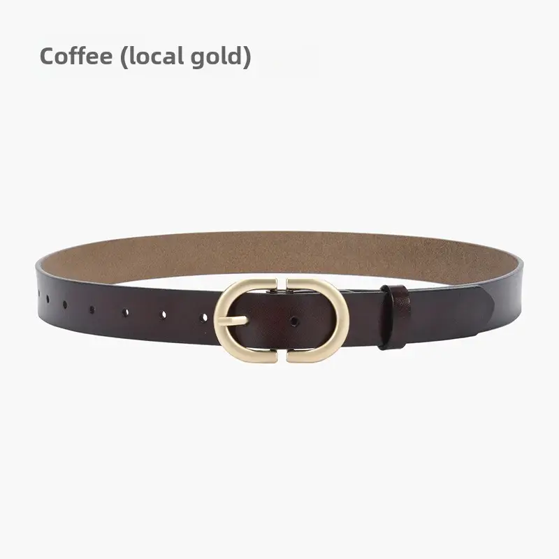 Women's Cowhide Belt Classic Buckle Brown