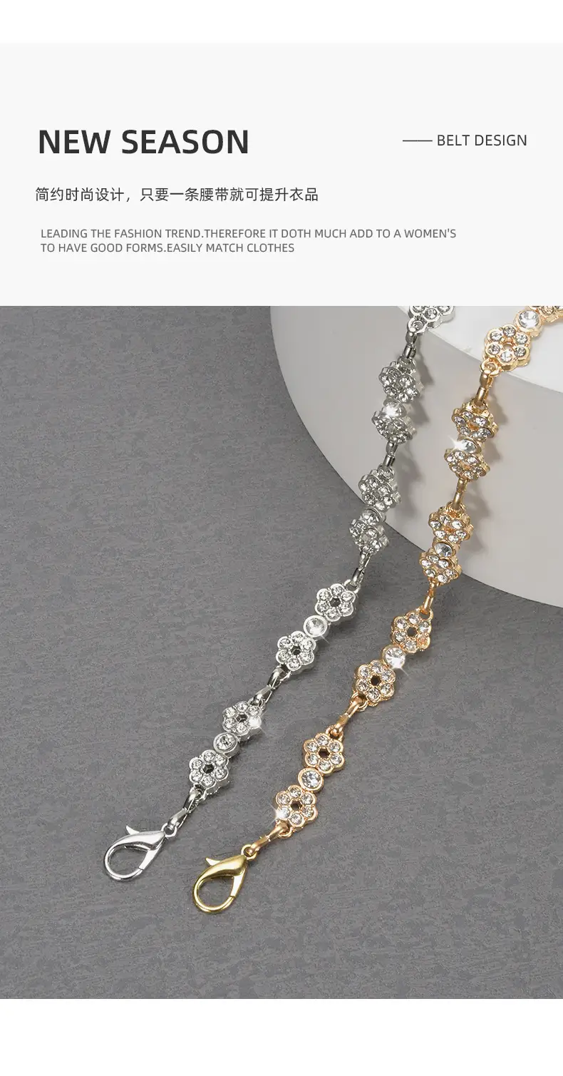 Gold Flower Inlay Belt for Women — feature 16