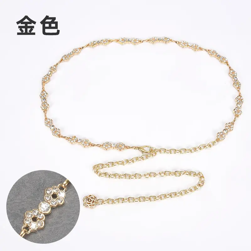 Gold Flower Inlay Belt for Women