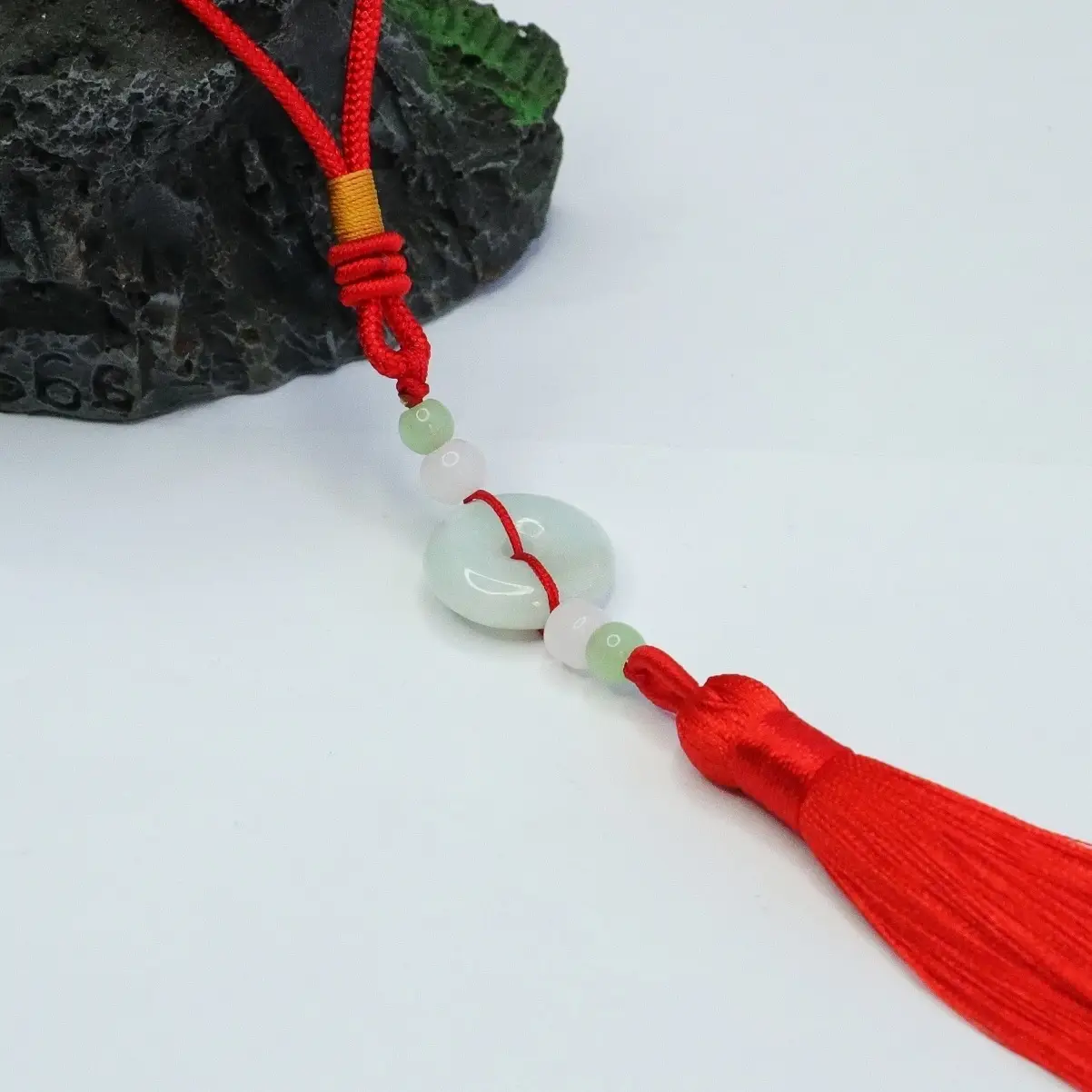 Jade Peace Pendant with Red Tassel & Red Cord - Image 4