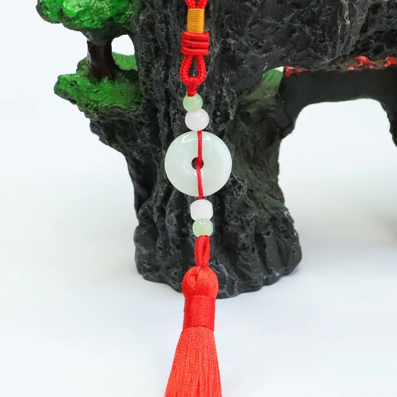 Jade Peace Pendant with Red Tassel & Red Cord - Image 5