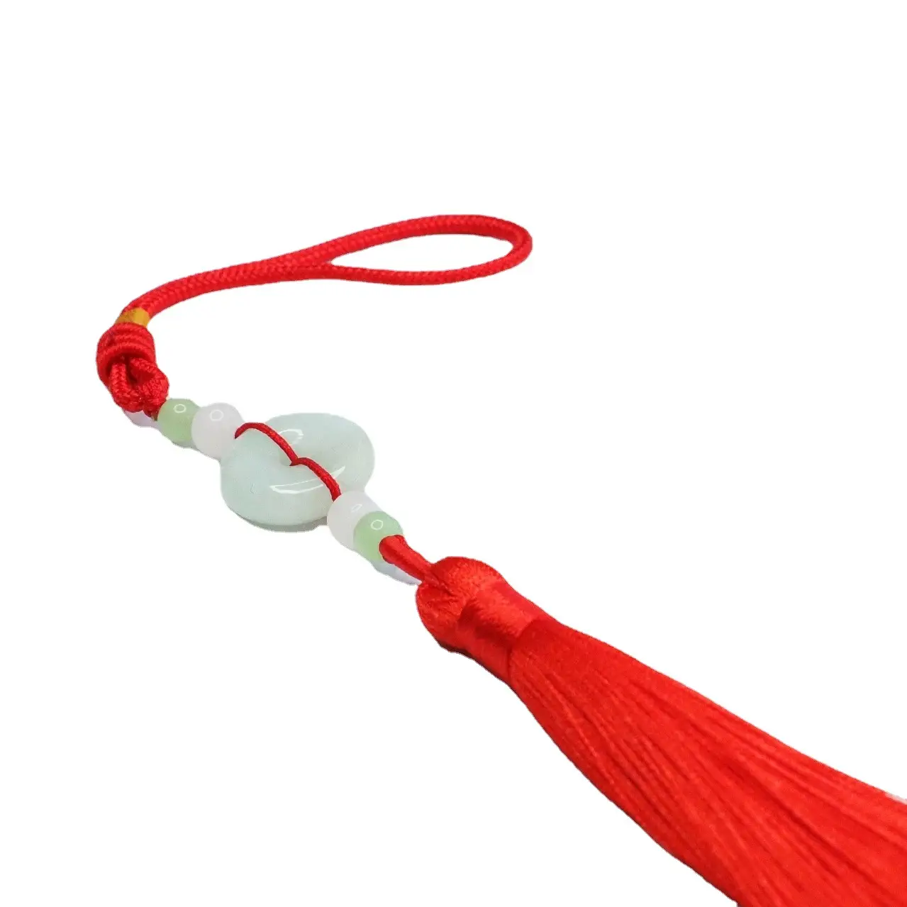 Jade Peace Pendant with Red Tassel & Red Cord - Image 6