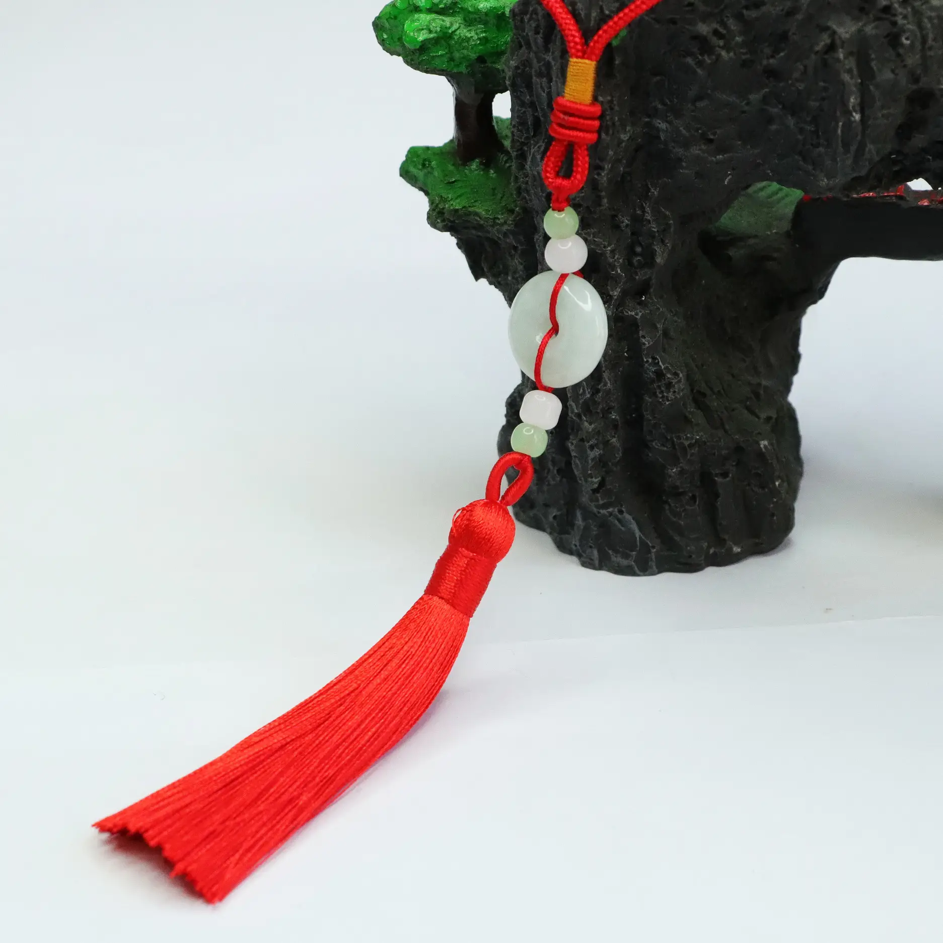 Jade Peace Pendant with Red Tassel & Red Cord — feature 13