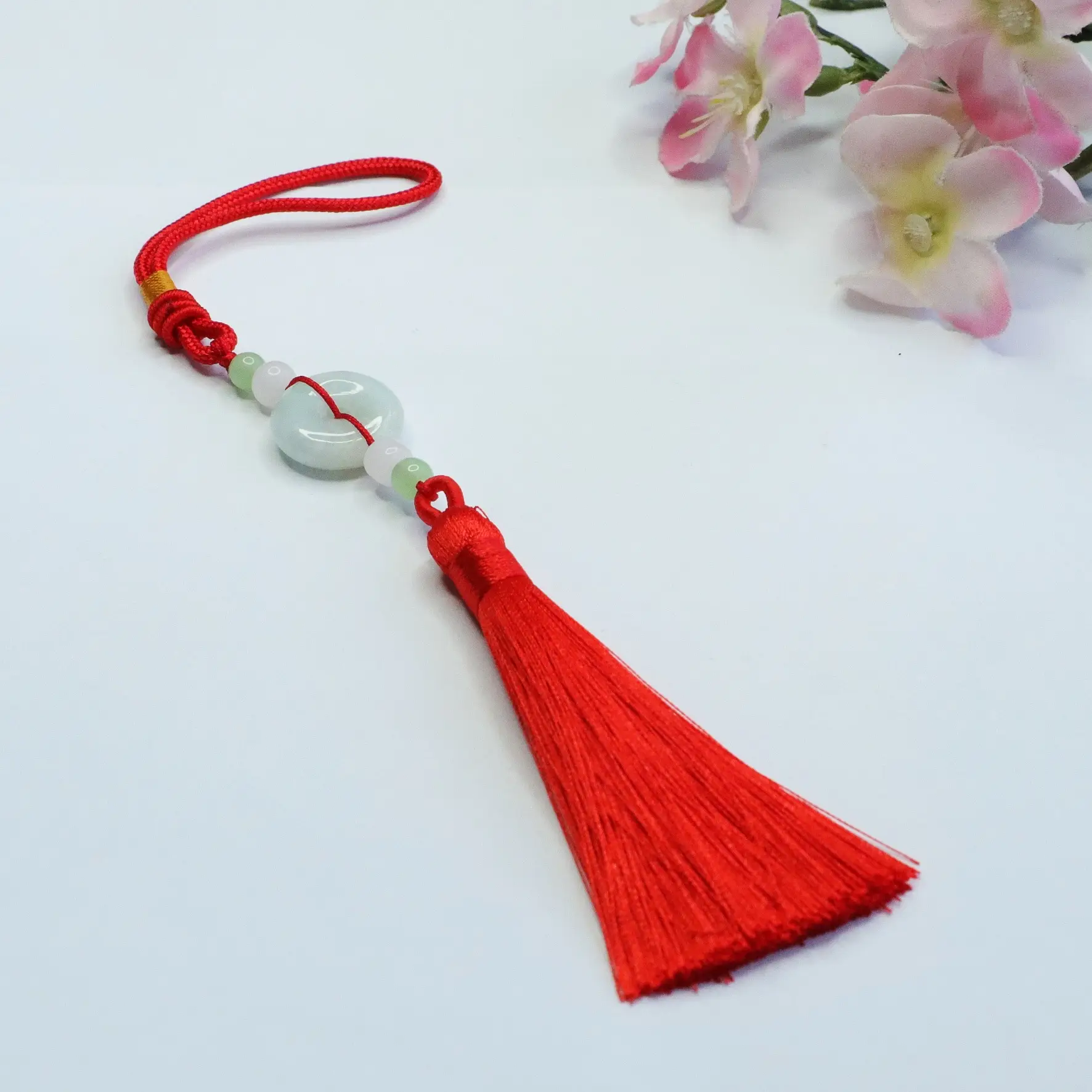 Jade Peace Pendant with Red Tassel & Red Cord — feature 15
