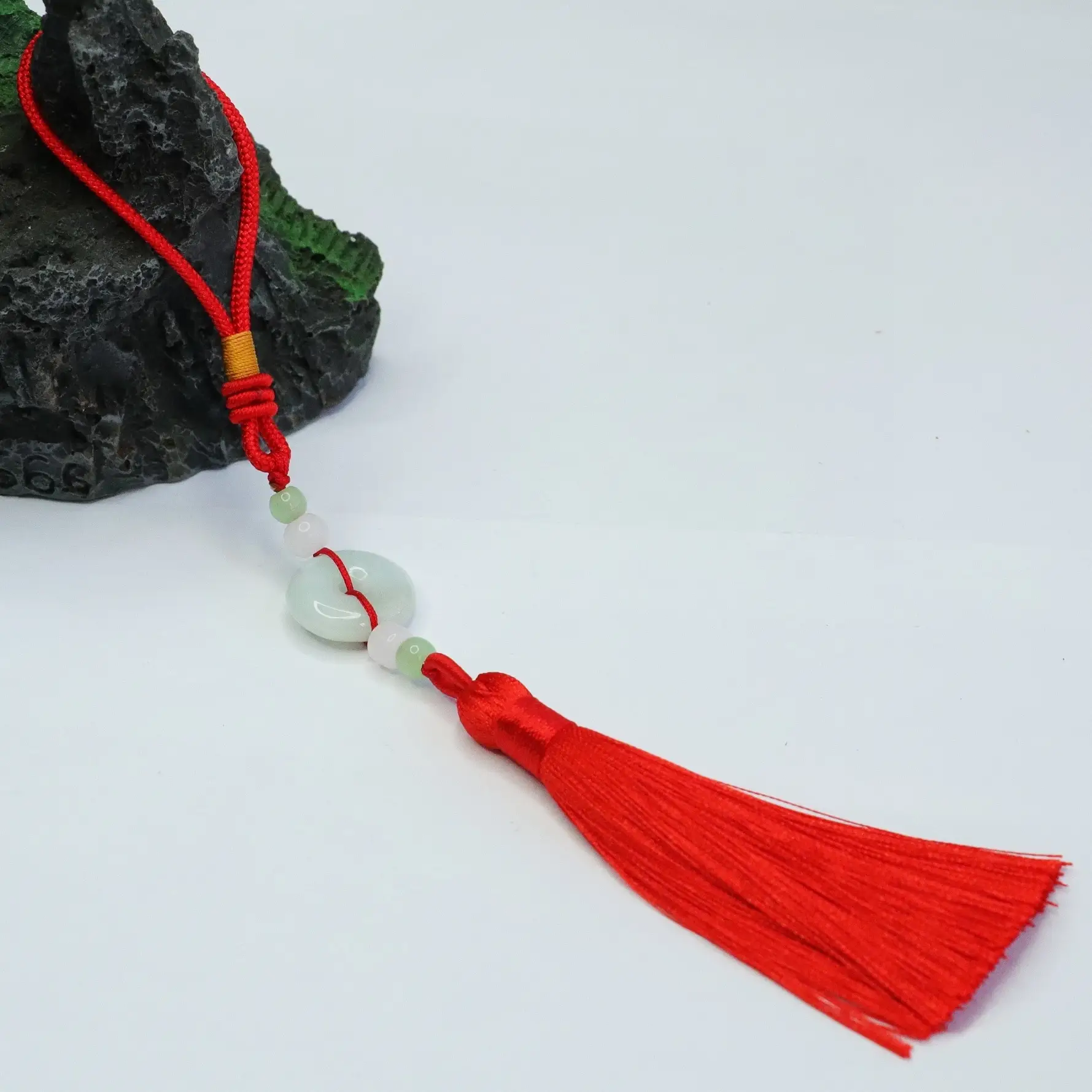 Jade Peace Pendant with Red Tassel & Red Cord — feature 17