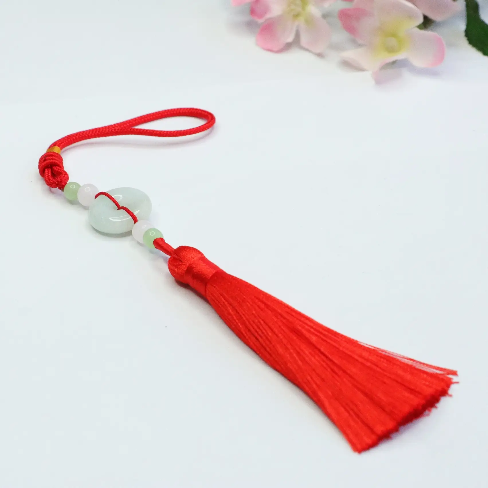 Jade Peace Pendant with Red Tassel & Red Cord — feature 18