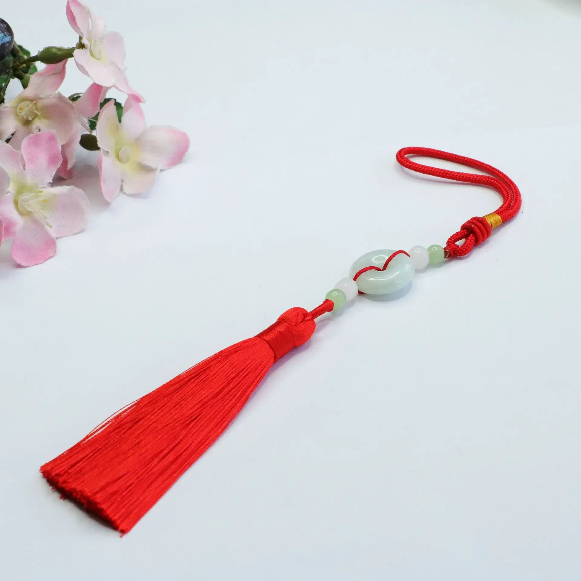 Jade Peace Pendant with Red Tassel & Red Cord — feature 19