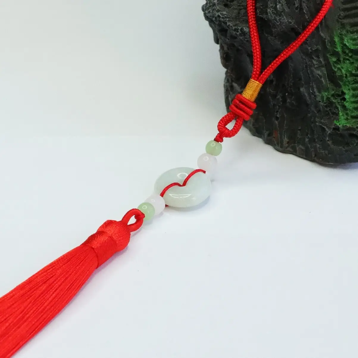 Jade Peace Pendant with Red Tassel & Red Cord — feature 7