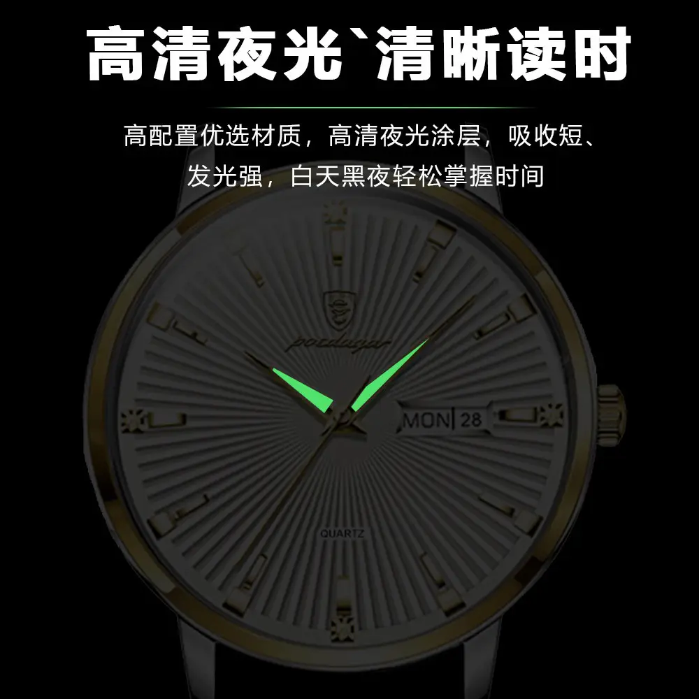 Men's Swiss Waterproof Luminous Watch Black Stainless - Image 8