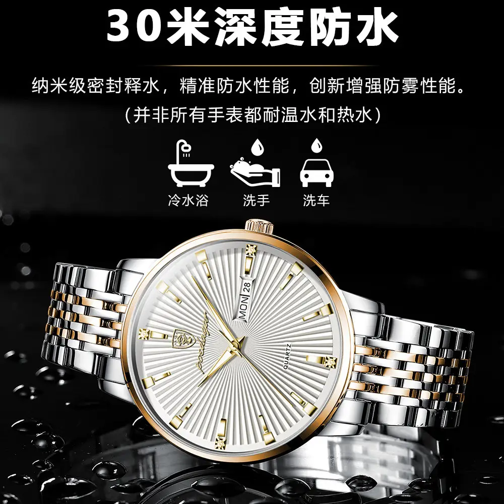 Men's Swiss Waterproof Luminous Watch Black Stainless - Image 9