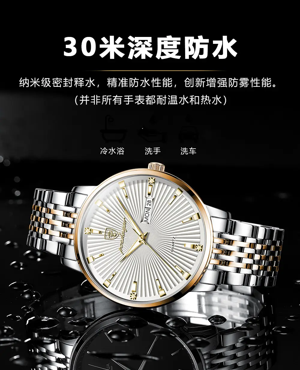 Men's Swiss Waterproof Luminous Watch Black Stainless — feature 7